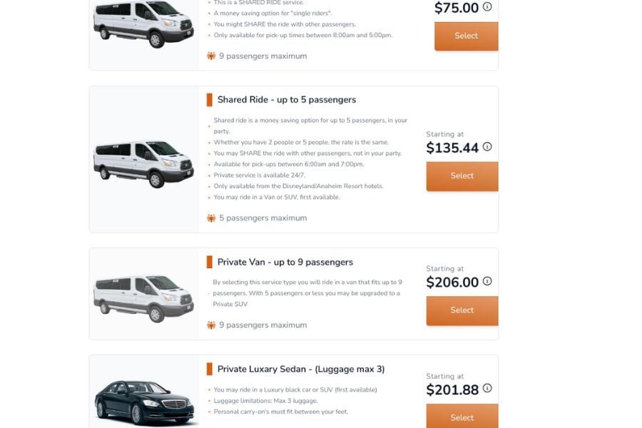 Karmel Shuttle Prices and Reservations Page