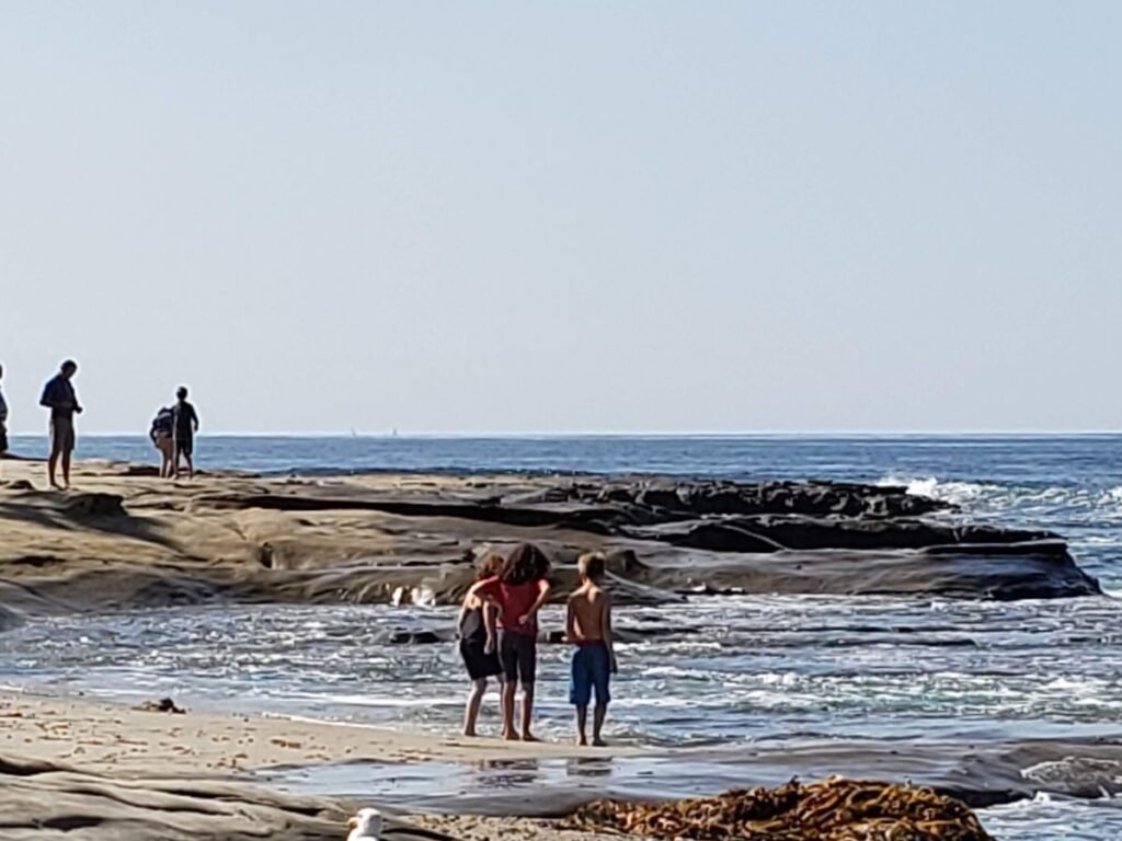 Southern California beach near Disneyland California kids on beach