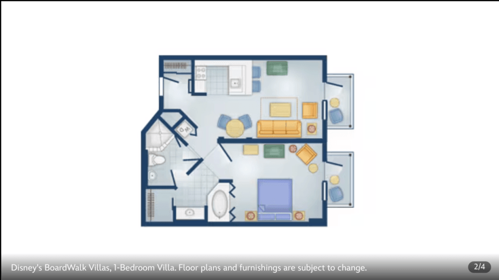 Disney world boardwalk villas floor plan 1 bedroom villa