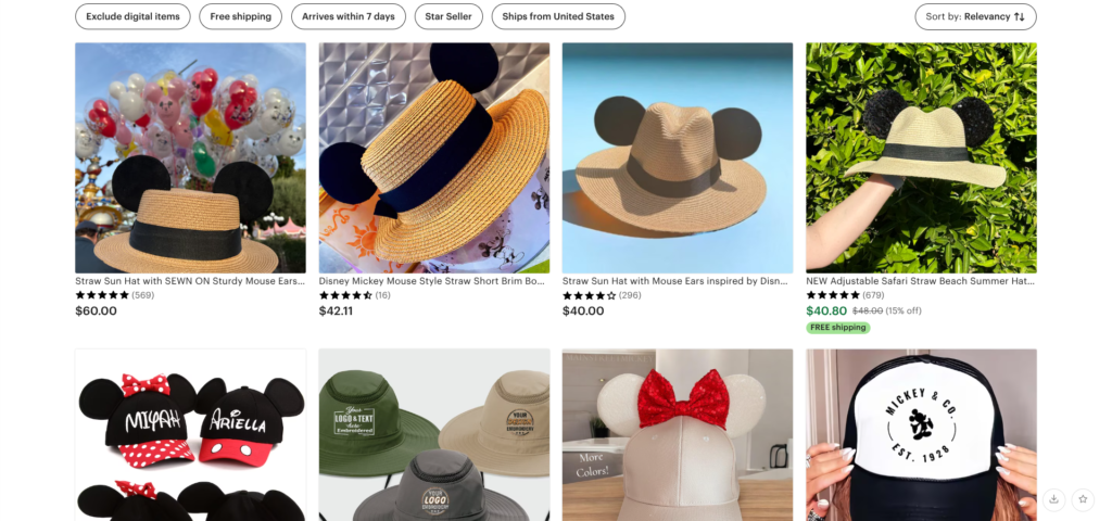 mickey sunhat Etsy what to wear to Disney world in july