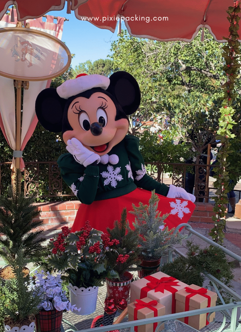 Disney holiday outfits Minnie mouse in christmas sweater